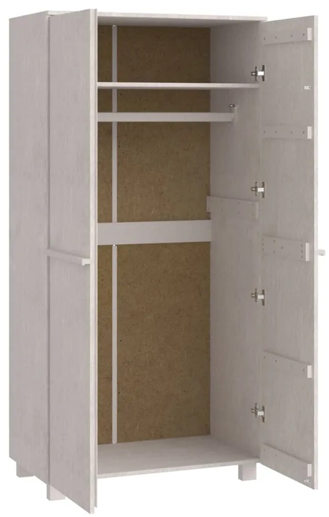 vidaXL Ντουλάπα HAMAR Λευκό 89 x 50 x 180 εκ. από Μασίφ Ξύλο Πεύκου