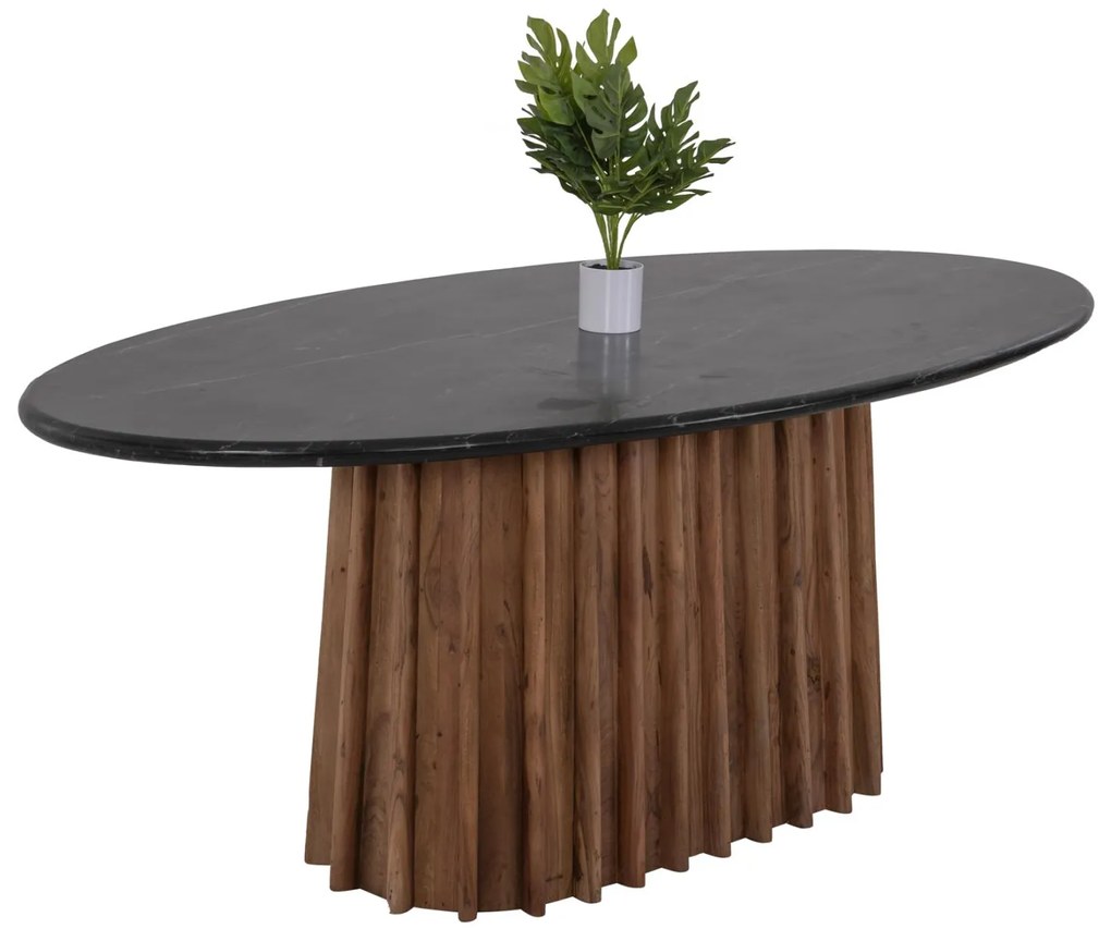 ΤΡΑΠΕΖΙ ΤΡΑΠΕΖΑΡΙΑΣ ΟΒΑΛ DRAXX  ΜΑΣΙΦ ΑΚΑΚΙΑ-ΜΑΥΡΟ ΜΑΡΜΑΡΟ 200x100x76Υεκ.