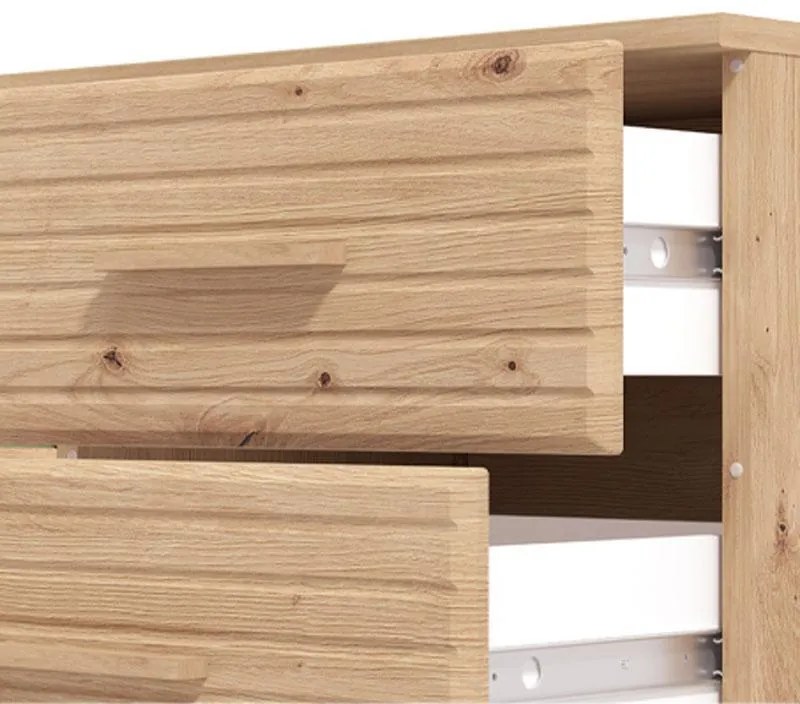Έπιπλο Τηλεόρασης Ascona Λευκό - Artisan Oak - Λευκό Γυαλιστερό 179x40x52 εκ. 179x40x52 εκ.