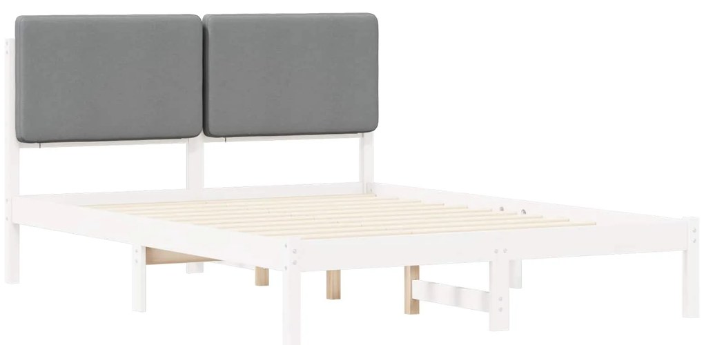 vidaXL Σκελετός Κρεβατιού με Επενδεδυμένο Κεφαλάρι Ανοιχτό γκρι