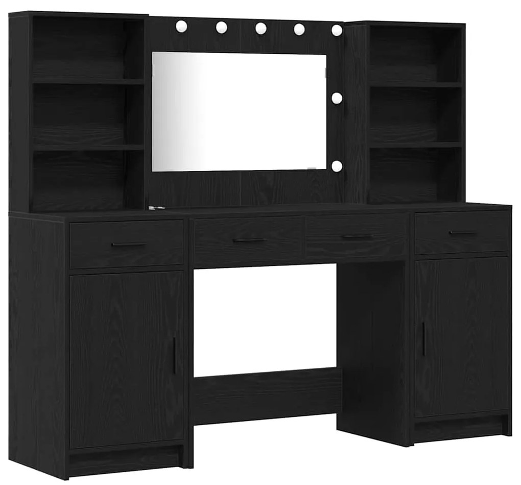 vidaXL Σετ Τραπεζιού Μακιγιάζ 3 pcs Μαύρη δρυς 78.5 x 41 x 135 εκ