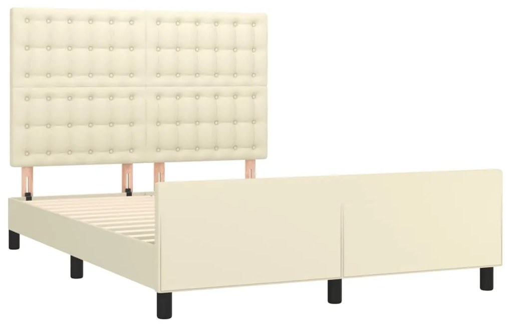 vidaXL Πλαίσιο Κρεβατιού με Κεφαλάρι Κρεμ 140x200 εκ. Συνθετικό Δέρμα