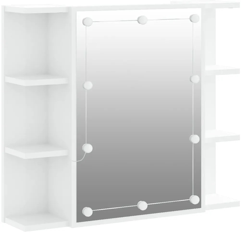 vidaXL Έπιπλο Καθρέπτη με LED Γυαλιστερό Λευκό 70 x 16,5 x 60 εκ.