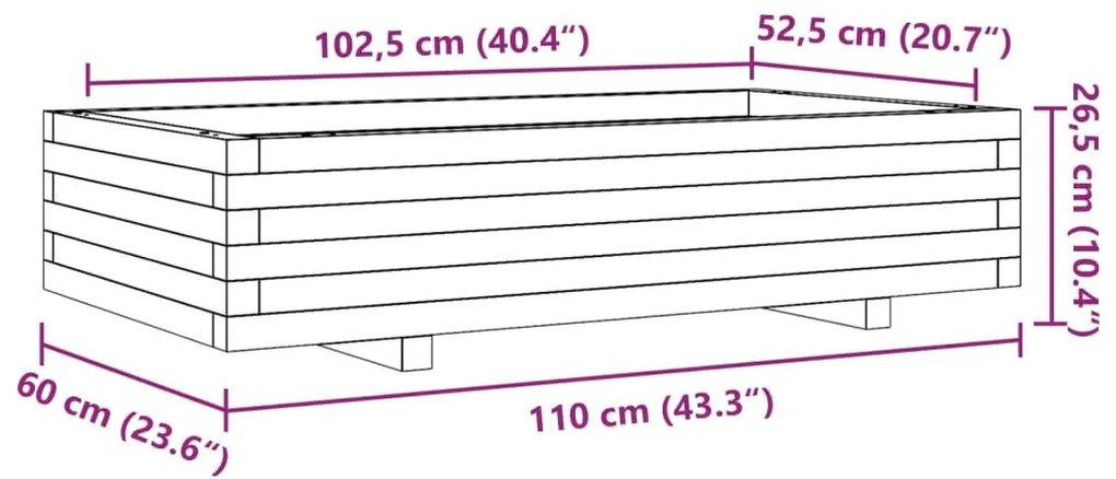 Ζαρντινιέρα Κήπου 110x60x26,5 εκ. από Εμποτισμένο Ξύλο Πεύκου - Καφέ