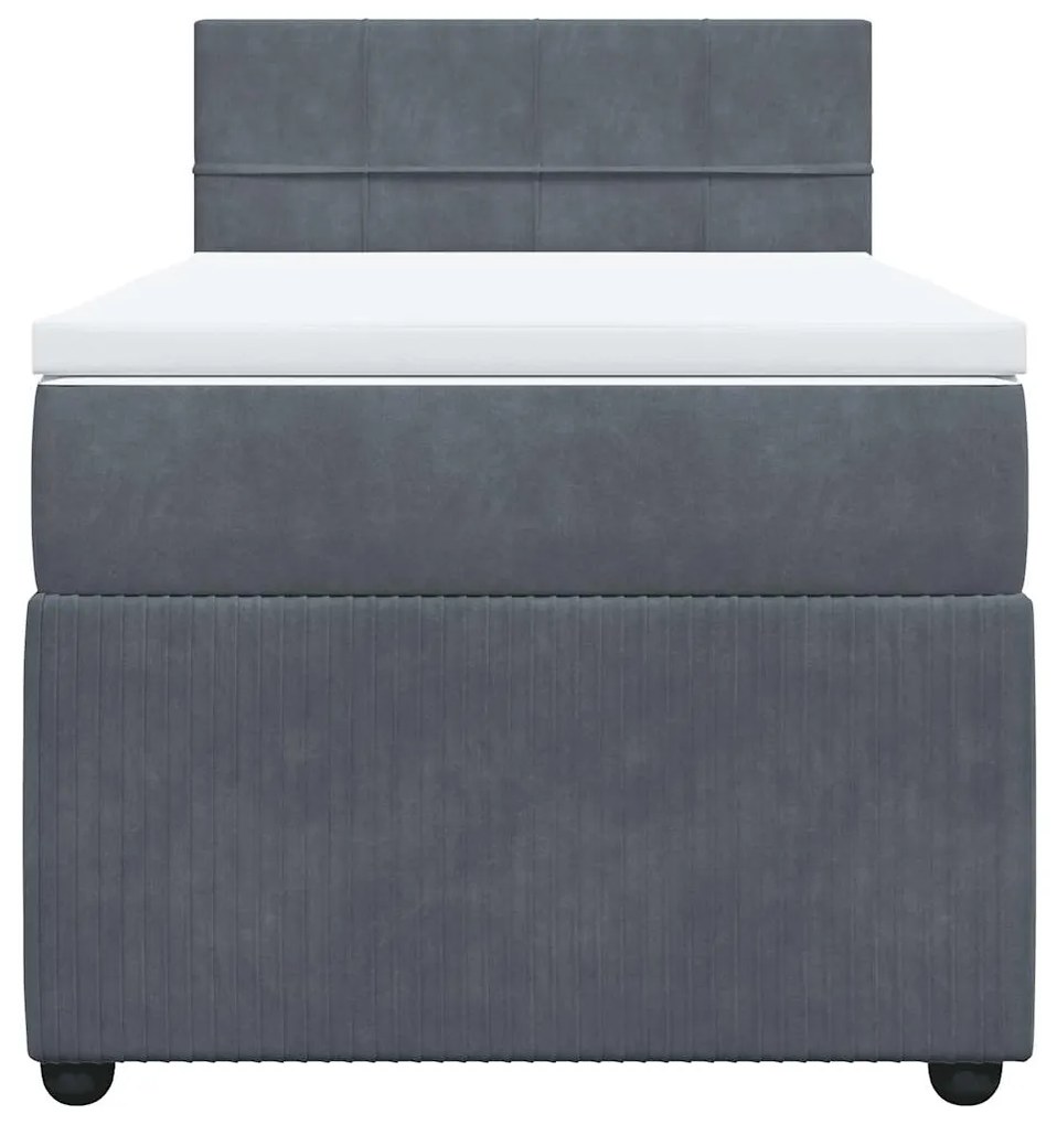 vidaXL Κρεβάτι Boxspring με Στρώμα Σκούρο Γκρι 90x190 εκ. Βελούδινο