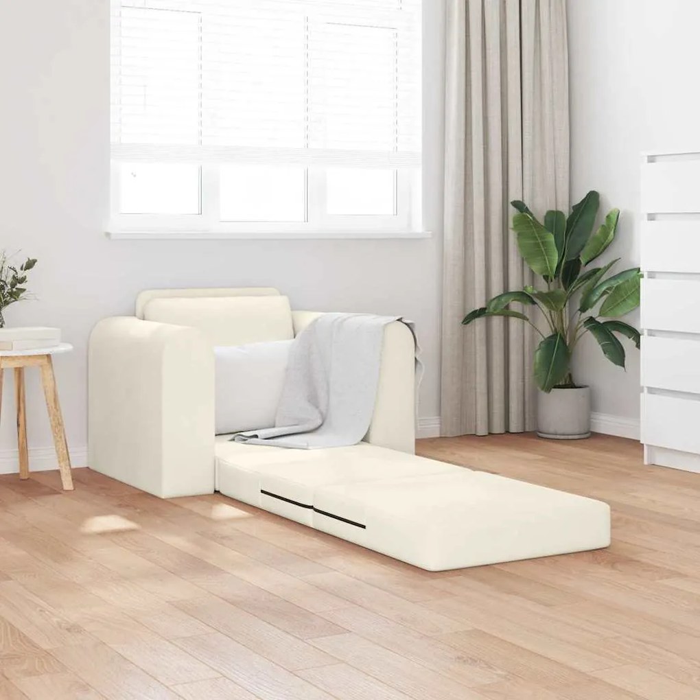 vidaXL Κρεβάτι καναπές Κρεμ 98 x 71 x 83 εκ. Βελούδο