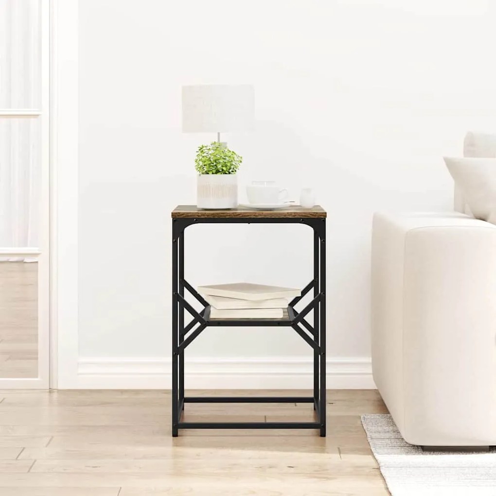 vidaXL Τραπεζάκι Πλευράς Καπνιστή δρυς 41 x 40 x 60 εκ.