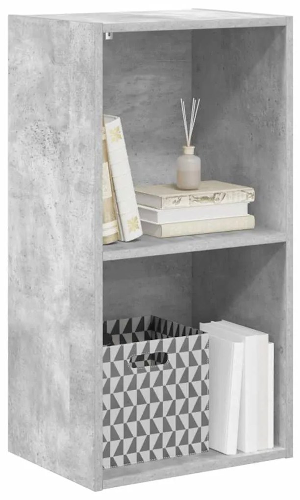 vidaXL Βιβλιοθήκη με 2 Ράφια Γκρι Σκυροδεμ. 40x30x76,5 εκ. Μοριοσανίδα