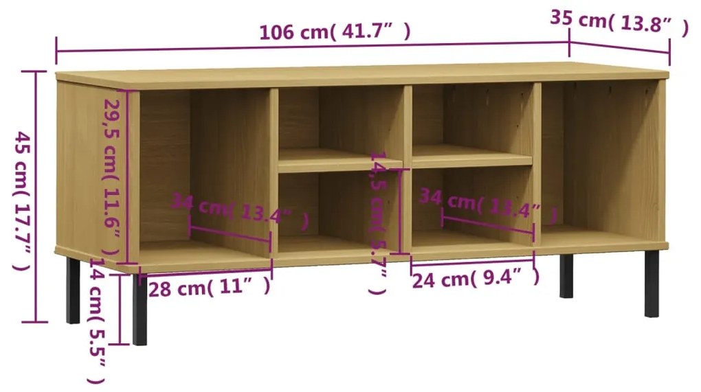 ΠΑΠΟΥΤΣΟΘΗΚΗ OSLO ΚΑΦΕ 106X35X45 ΕΚ. ΜΑΣΙΦ ΞΥΛΟ ΜΕ ΜΕΤΑΛ. ΠΟΔΙΑ 350994