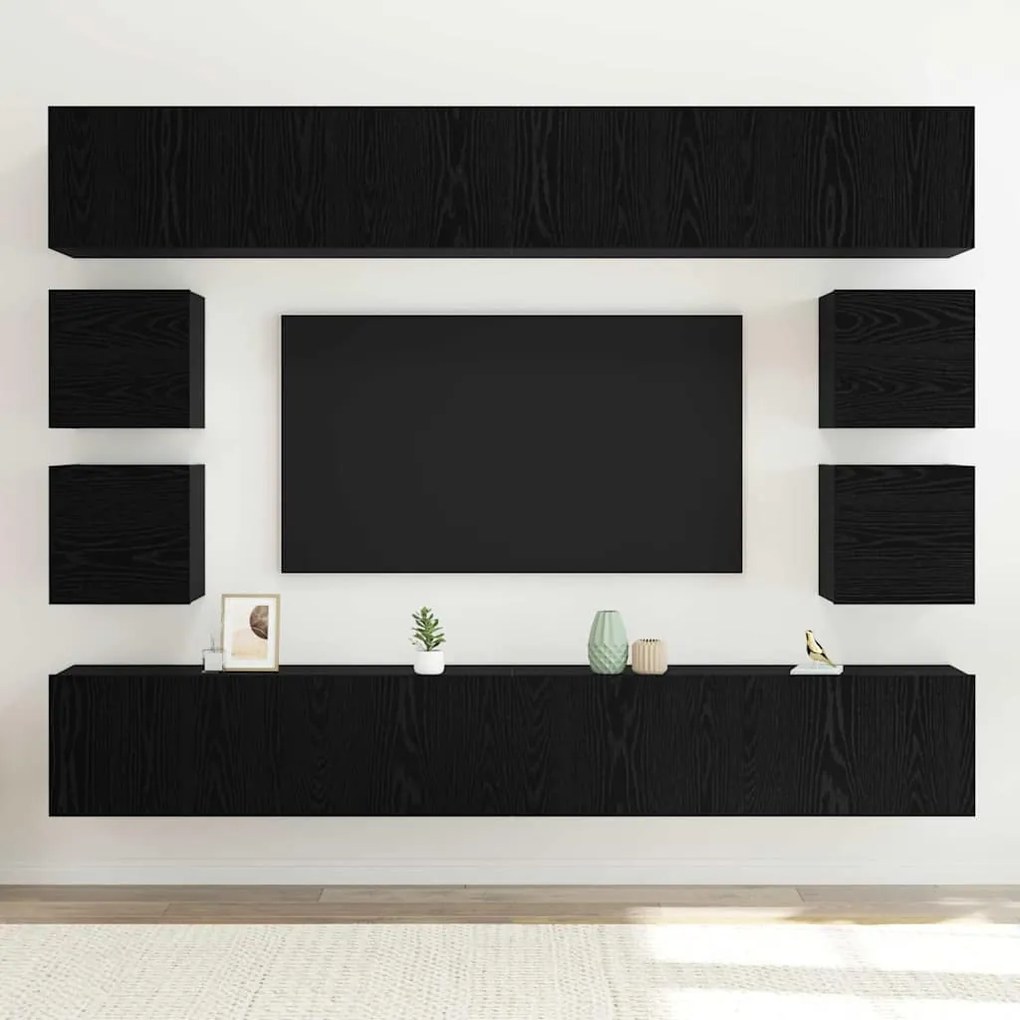 vidaXL Σετ επίπλου τηλεόρασης 8 pcs Μαύρη δρυς 100 x 30 x 30 cm