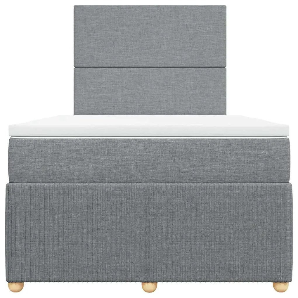 vidaXL Κρεβάτι Boxspring με Στρώμα Ανοιχτό Γκρι 120x200 εκ. Υφασμάτινο