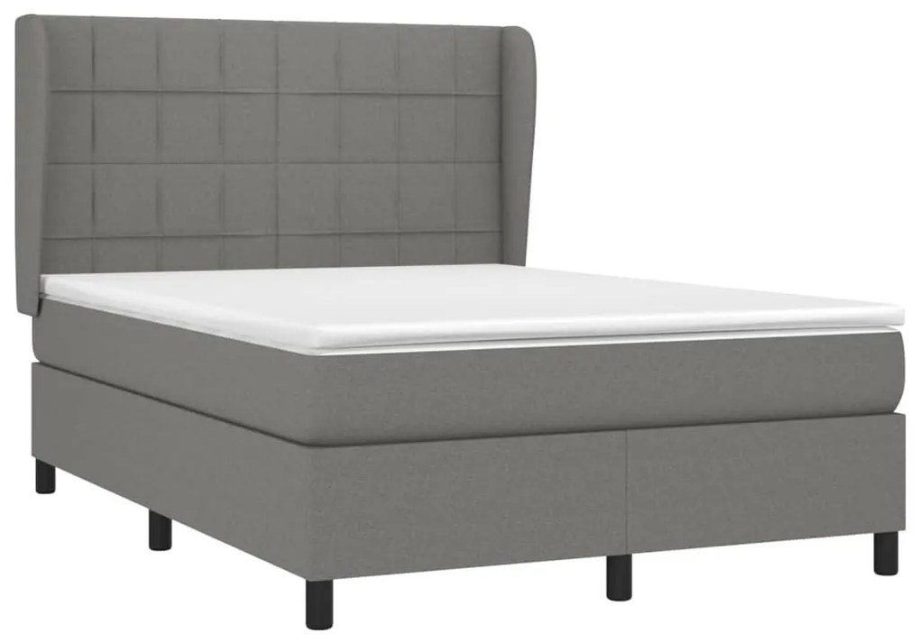 vidaXL Κρεβάτι Boxspring με Στρώμα Σκούρο Γκρι 140x190 εκ. Υφασμάτινο