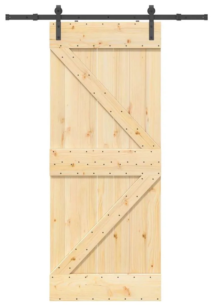 vidaXL Συρόμενη Μεσόπορτα με Μηχανισμό 85 x 210 εκ. Μασίφ Ξύλο Πεύκου