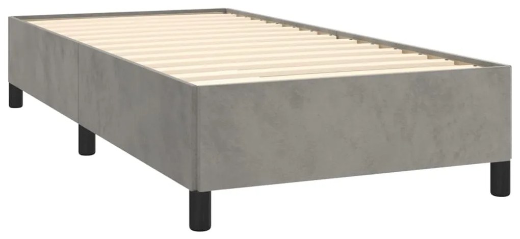 vidaXL Κρεβάτι Boxspring με Στρώμα Ανοιχτό Γκρι 80x200 εκ. Βελούδινο