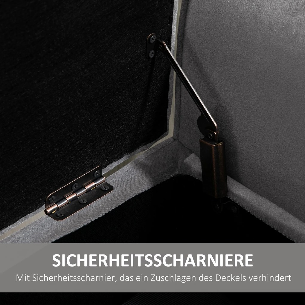 HOMCOM Πάγκος με αποθηκευτικό χώρο και μπράτσα, σκαμπό-κουτί για διάδρομο, υπνοδωμάτιο, σαλόνι, 118 x 42 x 66 εκ., σκούρο γκρι