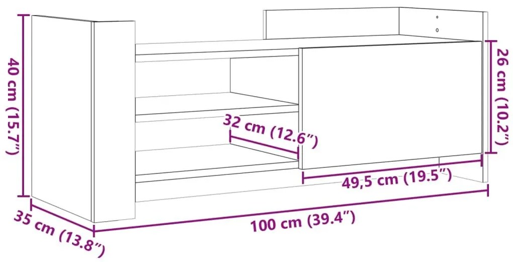 Έπιπλο Τηλεόρασης Λευκό 100 x 35 x 40 εκ. Επεξ. Ξύλο - Λευκό