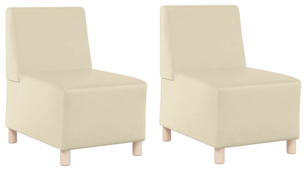 vidaXL Μοναδικός Καναπές χωρίς Χερούλια 2 pcs Κρεμ 55 x 74 x 82 εκ.