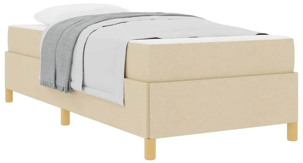 vidaXL Κρεβάτι με ελατήρια Λευκό και Κρέμα 90 x 190 cm ύφασμα