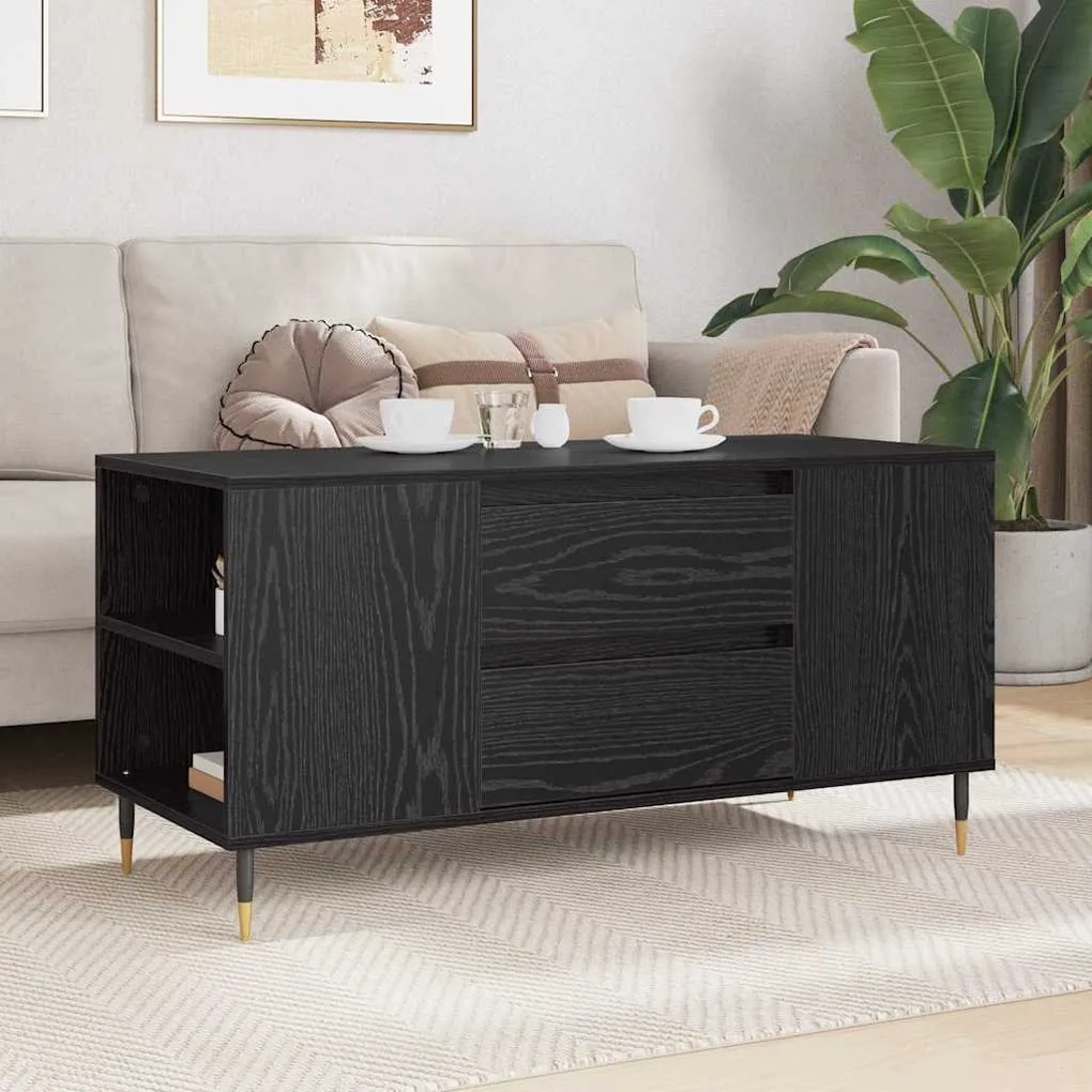 vidaXL Τραπεζάκι σαλονιού with Drawer Μαύρη δρυς 102 x 44.5 x 50 εκ