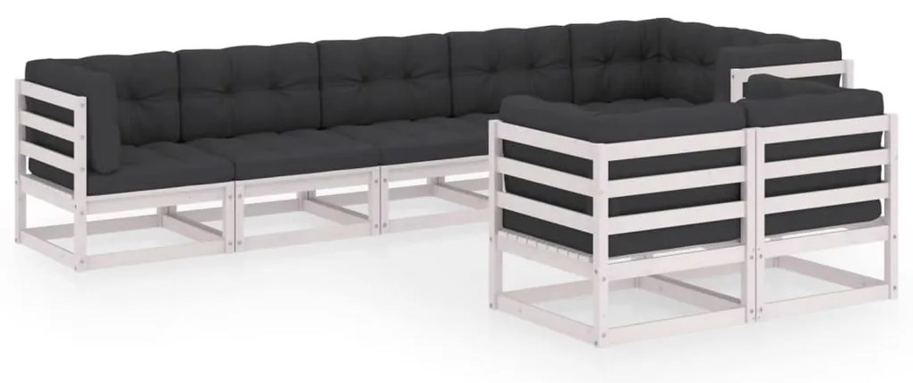 vidaXL Σαλόνι Κήπου Σετ 8 Τεμαχίων από Μασίφ Ξύλο Πεύκου με Μαξιλάρια