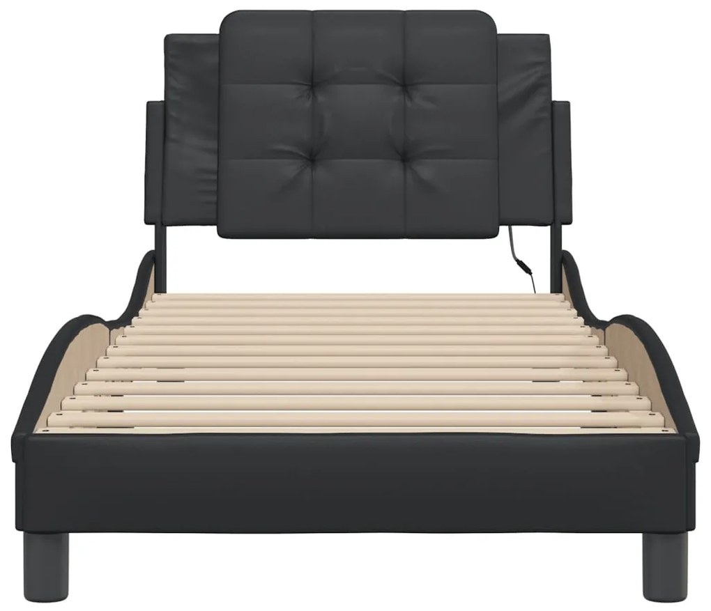 vidaXL Πλαίσιο Κρεβατιού με LED Χωρίς Στρώμα Zadar Μαύρο 100x200 εκ.