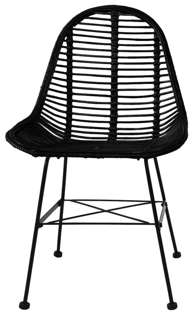 vidaXL Καρέκλες Τραπεζαρίας 6 τεμ. Μαύρες από Γνήσιο Ρατάν