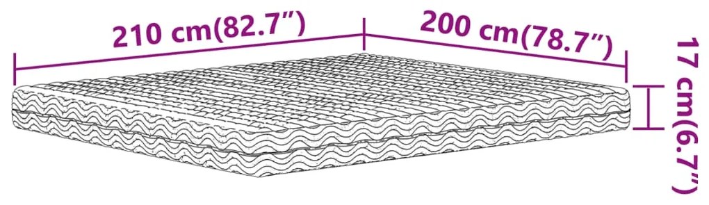 Στρώμα Αφρού Σκληρότητα H2 H3 Λευκό 200x210 εκ. - Λευκό