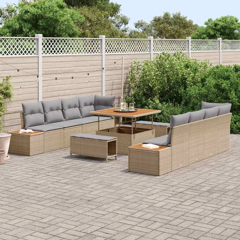 vidaXL Σετ Καναπέ Κήπου 11 pcs Μπεζ, Ανοιχτό Γκρι 100 x 100 x 71 cm