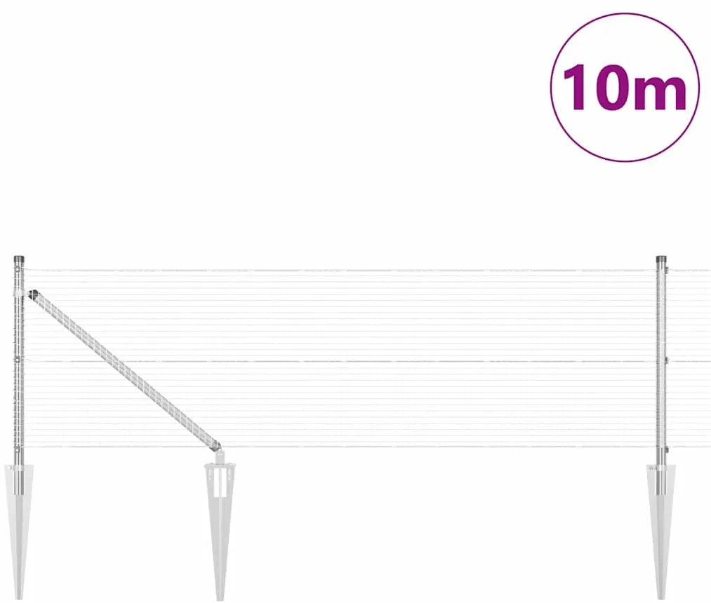 vidaXL Φράχτης με Στήλες. Ασημί 0.4 x 10 μ Ατσάλι