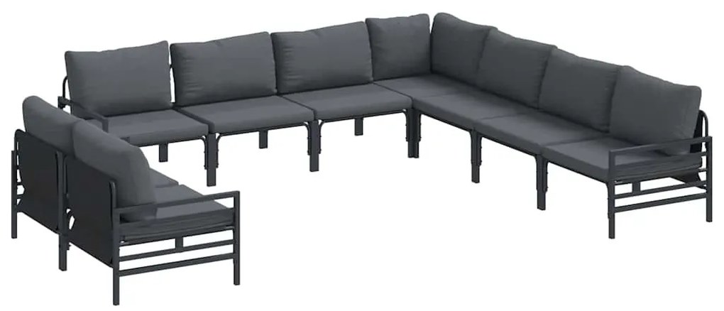 vidaXL Σετ Καναπέ Κήπου 9 pcs Ανθρακί Ατσάλι