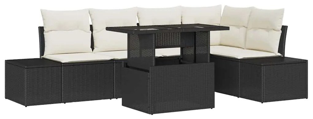 vidaXL Σετ Καναπέ Κήπου με μαξιλάρι 6 pcs Μαύρο Πολυ ράταν