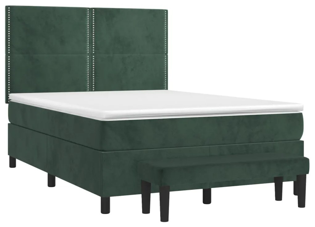 ΚΡΕΒΑΤΙ BOXSPRING ΜΕ ΣΤΡΩΜΑ ΣΚΟΥΡΟ ΠΡΑΣΙΝΟ 140X190ΕΚ. ΒΕΛΟΥΔΙΝΟ 3137782