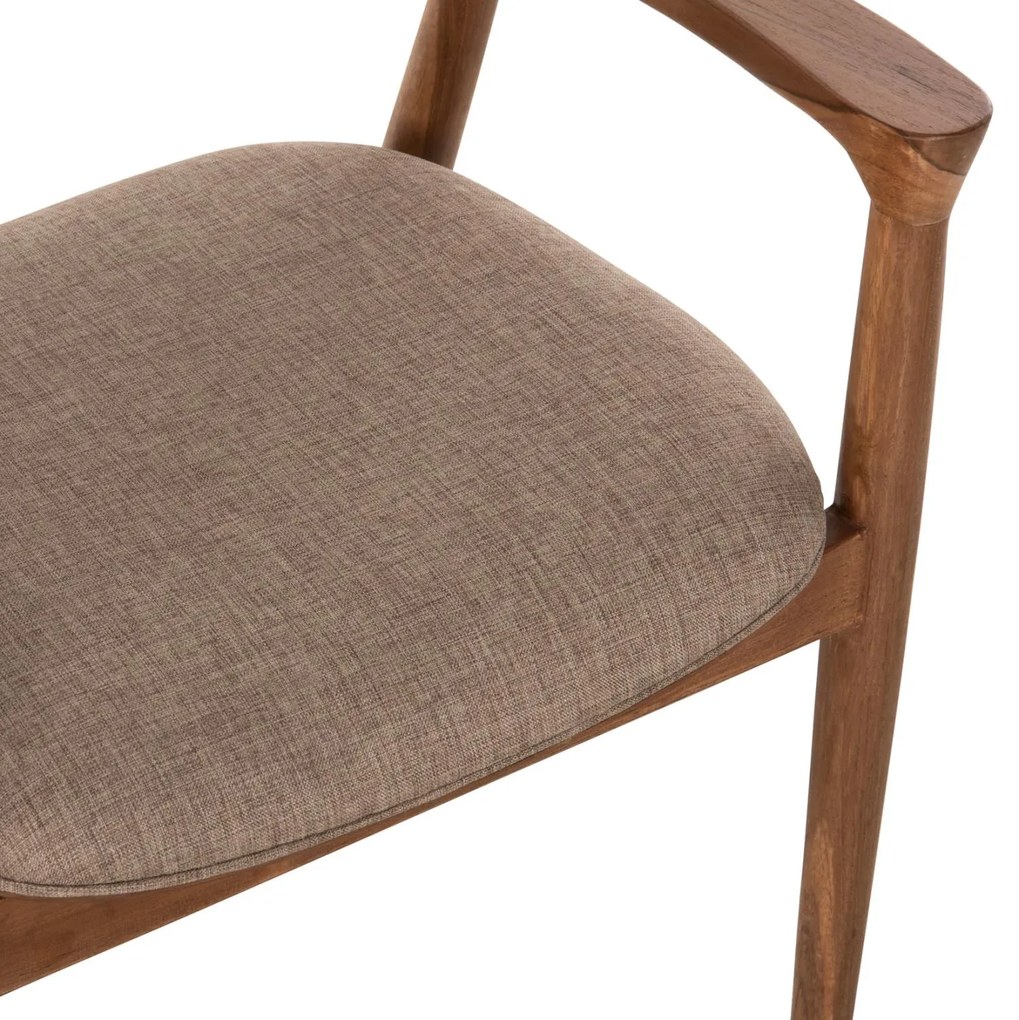 Πολυθρόνα JAMES Teak Wood με Ύφασμα Σαμπανί  57x52x76Υεκ. 57x52x76 εκ.