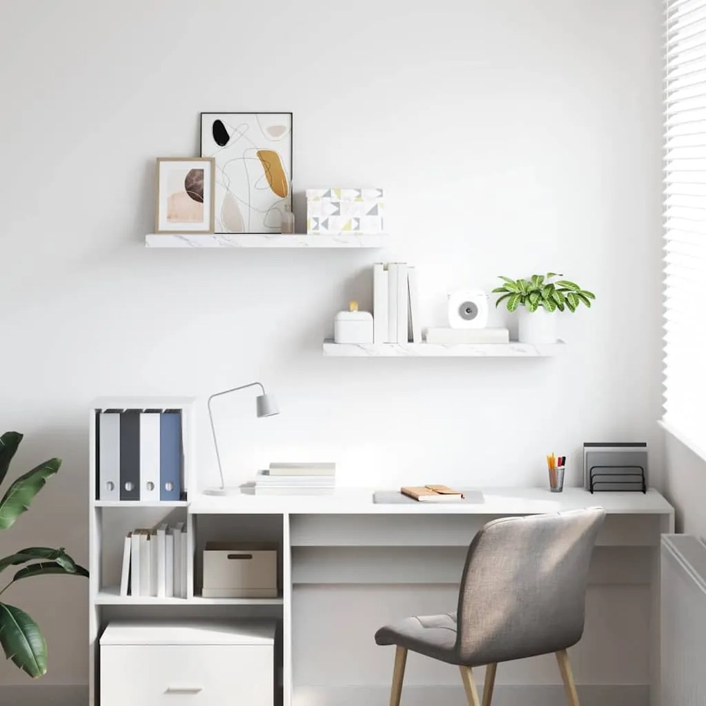 vidaXL Ράφι Τοίχου Επιτοίχιο 2 pcs Λευκό Μάρμαρο 80 x 23,5 x 4 εκ