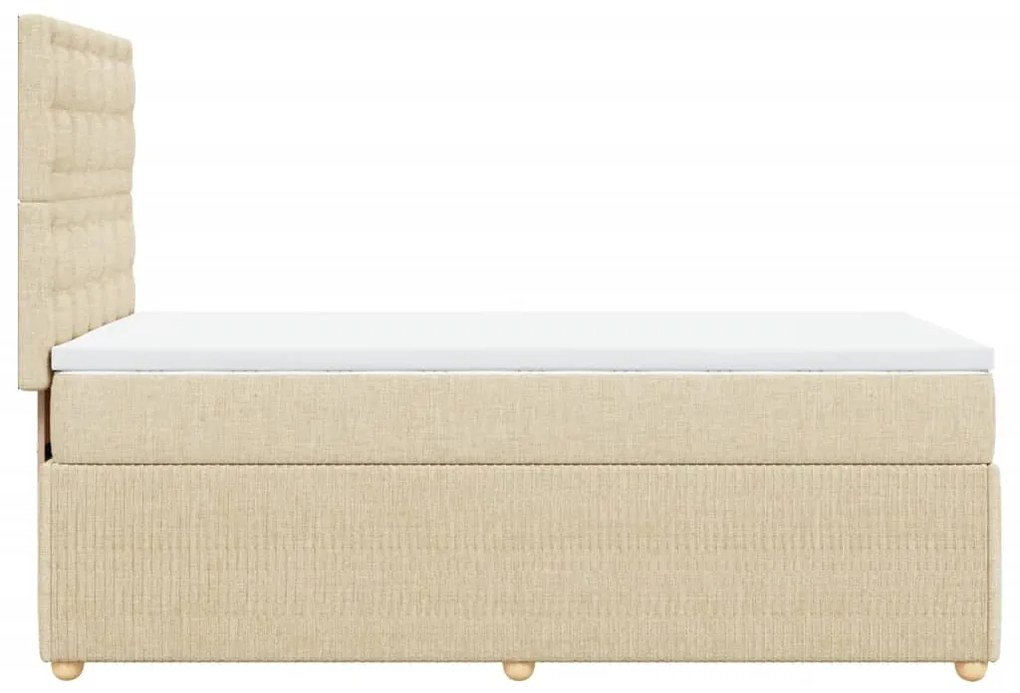 vidaXL Κρεβάτι Boxspring με Στρώμα Κρεμ 100 x 200 εκ. Υφασμάτινο