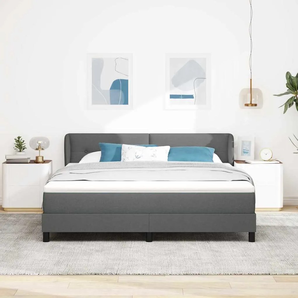 vidaXL Κρεβάτι box spring με στρώμα Σκούρο γκρι 180 x 200 cm ύφασμα