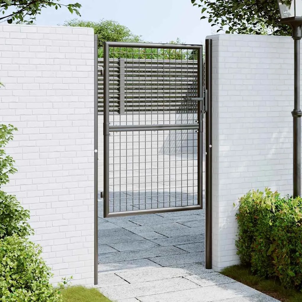 vidaXL Πόρτα Κήπου με Πλέγμα Γκρι 100x125 εκ. από Γαλβανισμένο Ατσάλι