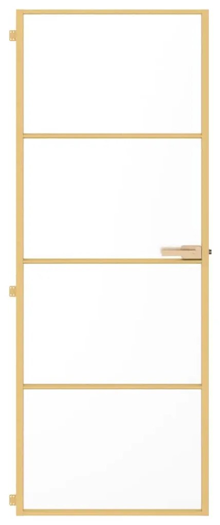 vidaXL Εσωτερική Πόρτα Χρυσή 76 x 201,5 εκ. Ψημένο Γυαλί & Αλουμίνιο