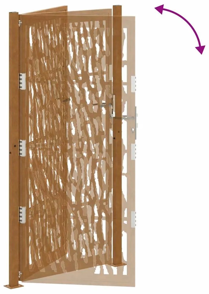 Πύλη κήπου 105x205 cm Weathering Steel Trace Design - Καφέ