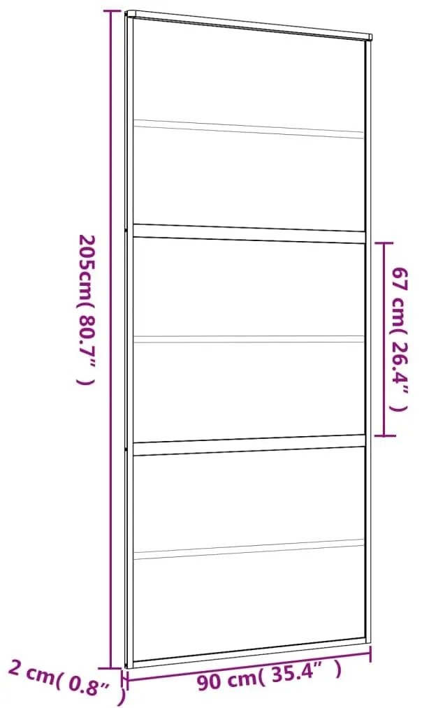 Συρόμενη Πόρτα Χρυσή 90x205 εκ. Αμμοβολή ESG Γυαλί/Αλουμίνιο - Χρυσό