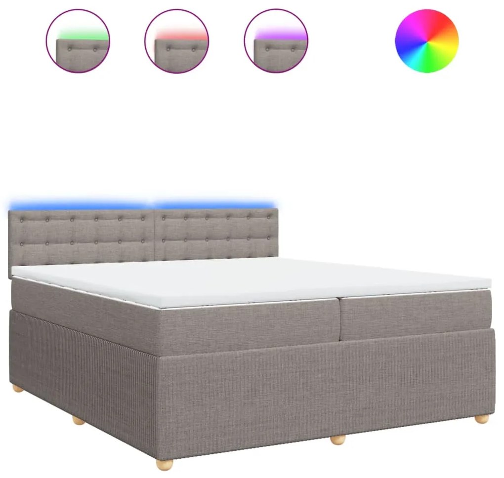 Κρεβάτι Boxspring με Στρώμα Taupe 200x200 εκ. Υφασμάτινο - Μπεζ-Γκρι