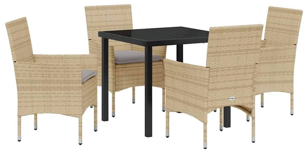 vidaXL Σέτ φαγητού για κήπο με μαξιλάρι 5 pcs Μπεζ Πολυ ράταν