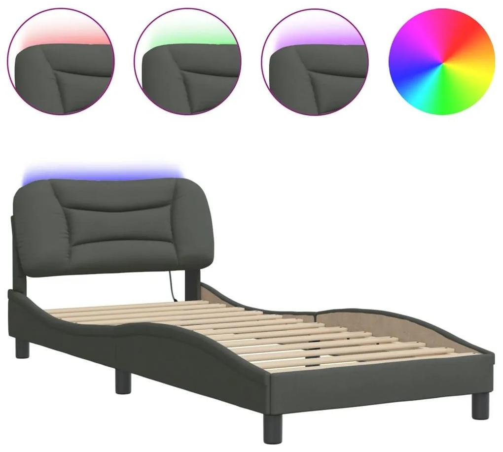 Πλαίσιο Κρεβατιού με LED Σκούρο Γκρι 80x200 εκ. Υφασμάτινο - Γκρι