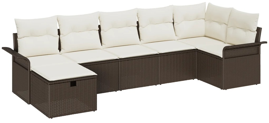 vidaXL Set Σαλονιού  7 Τεμαχίων με Μαξιλάρια Καφέ Πολυρατάν