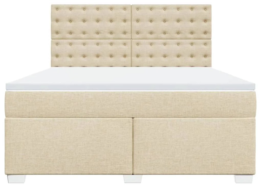 Κρεβάτι Boxspring με Στρώμα Κρεμ 180x200 εκ. Υφασμάτινο - Κρεμ