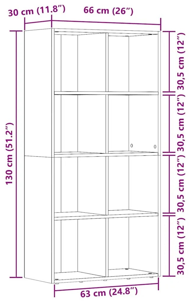 ντουλάπι βιβλίων Παλιό ξύλο 66x30x130 cm Κατασκευασμένο ξύλο - Καφέ
