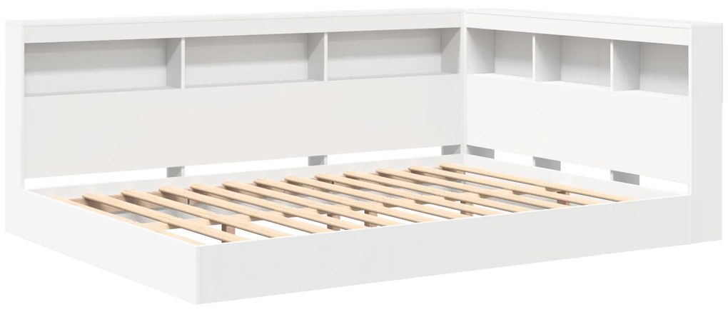 vidaXL Κρεβάτι Βιβλιοθήκης Λευκό 160x200 εκ. Τεχνητό Ξύλο