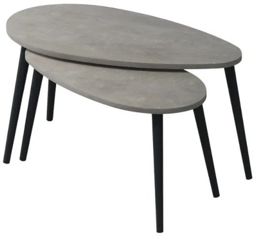 Τραπεζάκι σαλονιού σετ 2 τμχ Spline Megapap γκρι ρετρό 80x40x46εκ. GP022-0066,5-GP022-0066,5-Καφέ GP022-0066,5