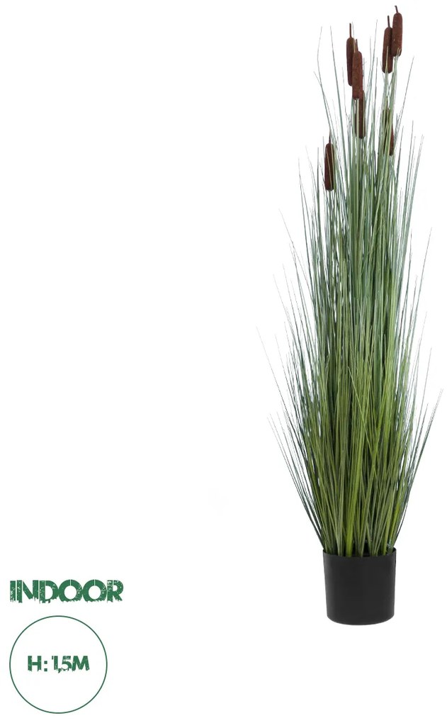 20113 GloboStar® Artificial Garden TYPHA ANGUSTIFOLIA GRASS 20113 Τεχνητό Διακοσμητικό Φυτό Γρασίδι της Τύφας Υ150cm