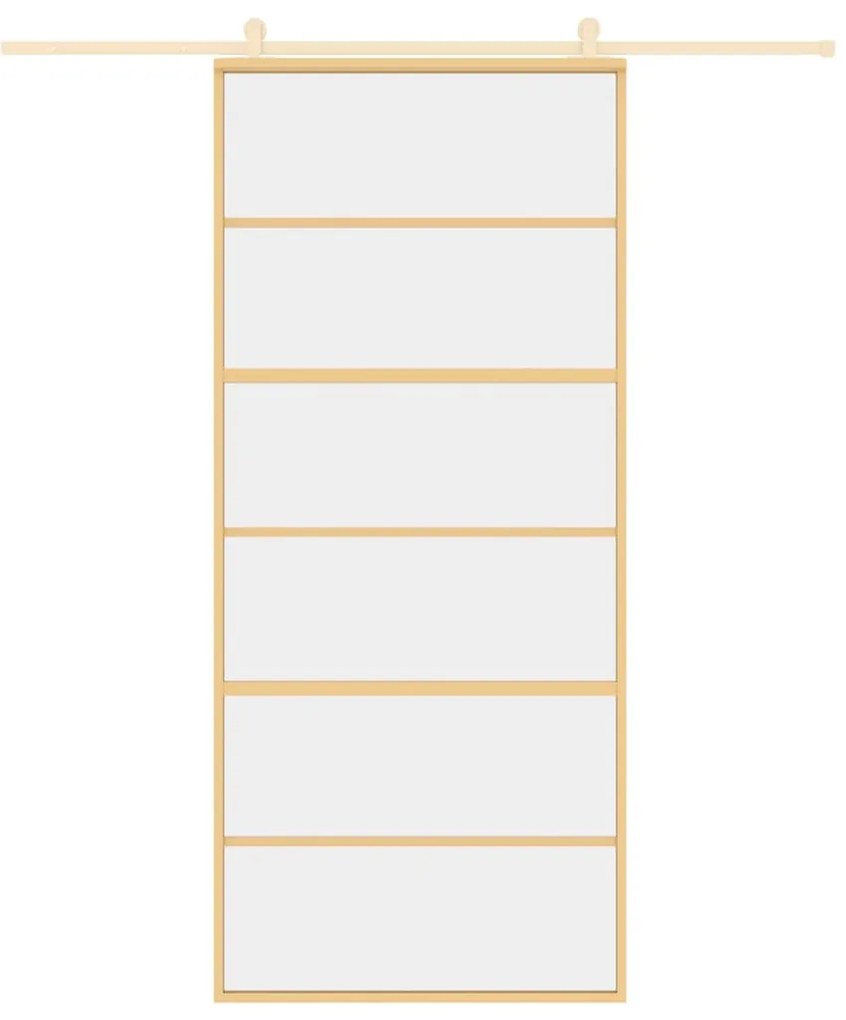 vidaXL Συρόμενη Πόρτα Χρυσή 90 x 205 εκ. από Γυαλί ESG και Αλουμίνιο